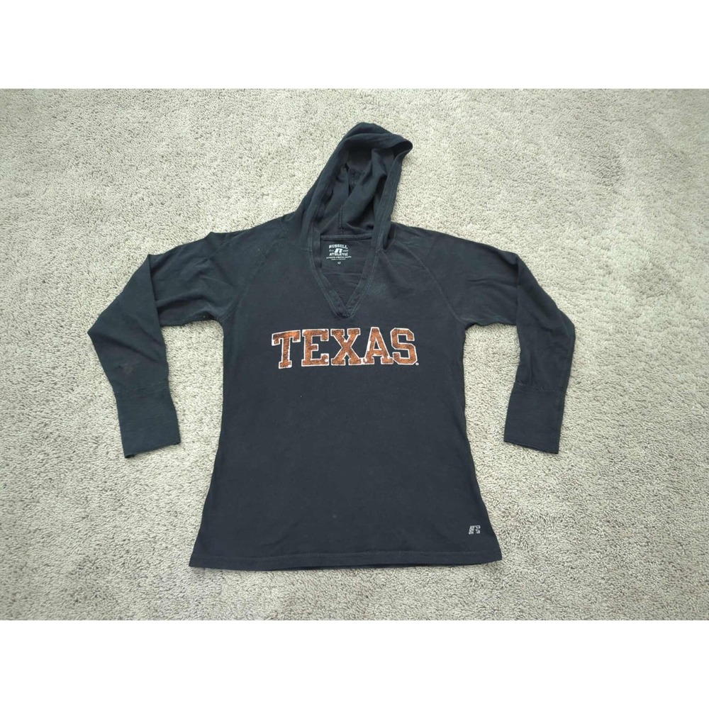 Texas Longhorns Pullover Hoodie Womens Medium NCAA Russell Athletic Black